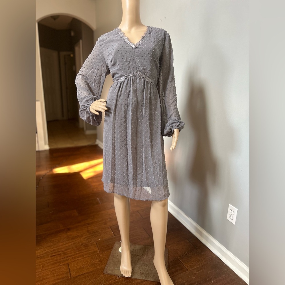 Jasambac Purple/Grey Swiss Dot Dress
